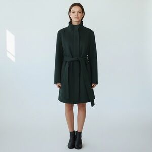 41 Hawthorn Forest Green Belted Trench Coat Zip Front like new